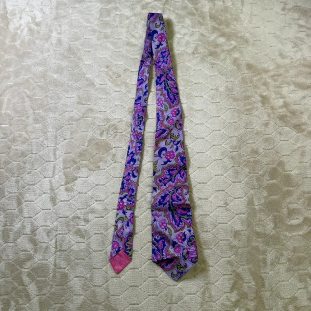 VTG Resham Indian Pure Silk Tie Paisley 50s 60s Look